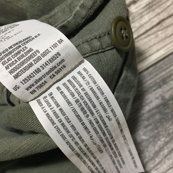 Abercrombie Fitch Shirt Jacket Men’s XS Green Canvas Military Pockets - Picture 8 of 10